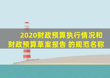 2020财政预算执行情况和财政预算草案报告 的规范名称